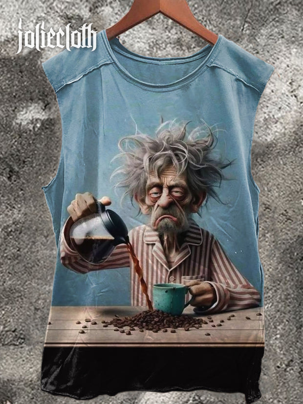 Unisex Funny Old Man Art Illustration Casual Cotton Tank Top