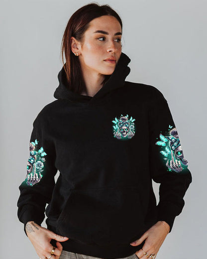 Unisex My Give A F Is Broken Messy Bun Skull Illustration Print Hoodie