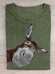 Unisex Funny Donkey Art Illustration Print Casual T-Shirt