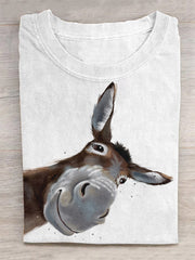 Unisex Funny Donkey Art Illustration Print Casual T-Shirt