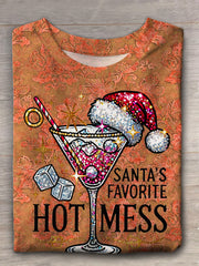 Women's Santa's Favorite Hot Mess Printed Casual T-Shirt