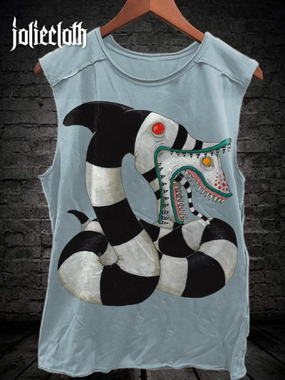 Unisex Halloween Vintage Sandworm Art Illustration Print Casual Tank Top