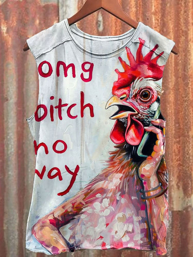 Unisex Funny Gossip Hen Art Print Casual Tank Top