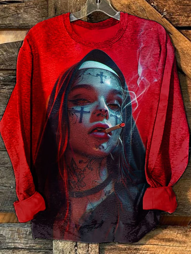 Tattooed Nun Smoking Casual Sweatshirt