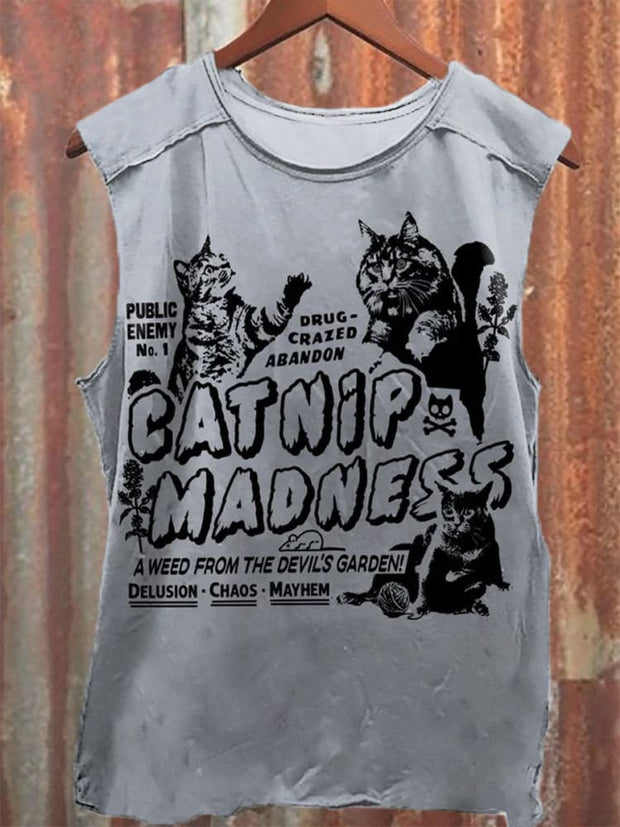 Unisex Cat Print Casual Tank Top