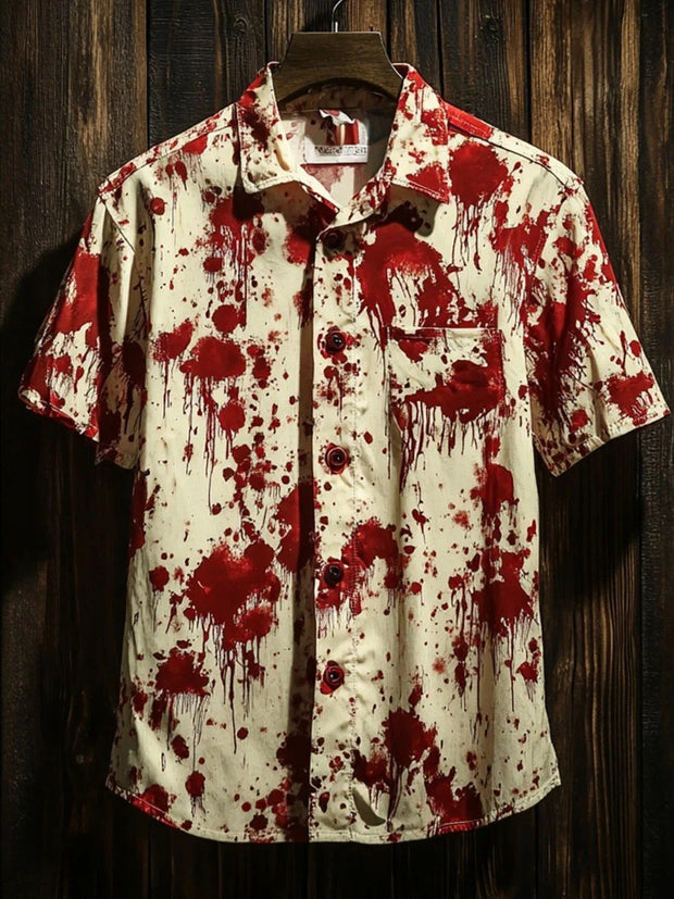 Men's Halloween Bloodstain Casual Printed Shirt