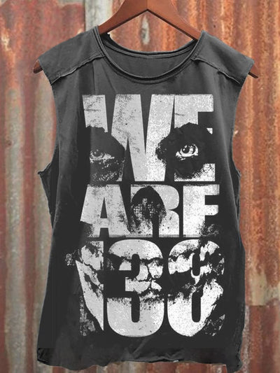 Unisex Retro Rock Music Skull Print 100% cotton Casual Tank Top