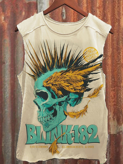 Unisex Vintage Punk Skull Printed Causal Sleeveless Tank Top