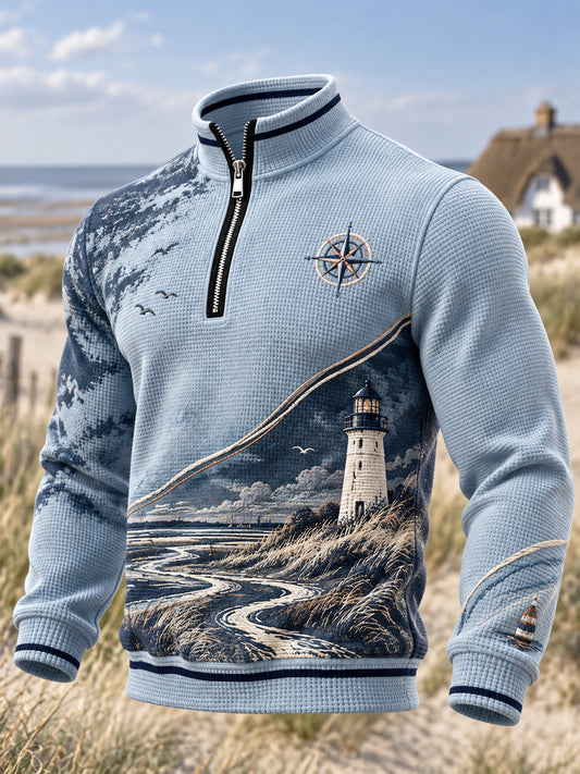 Küsten-Kunst-Sweatshirt mit Reißverschluss für Herren