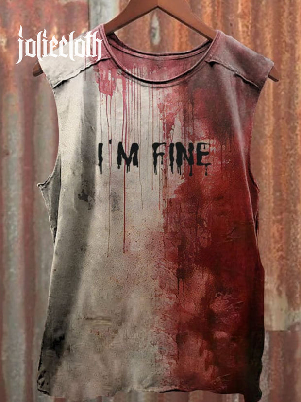 Unisex Men's Bloody I'm Fine Halloween Print Vest Tank Top