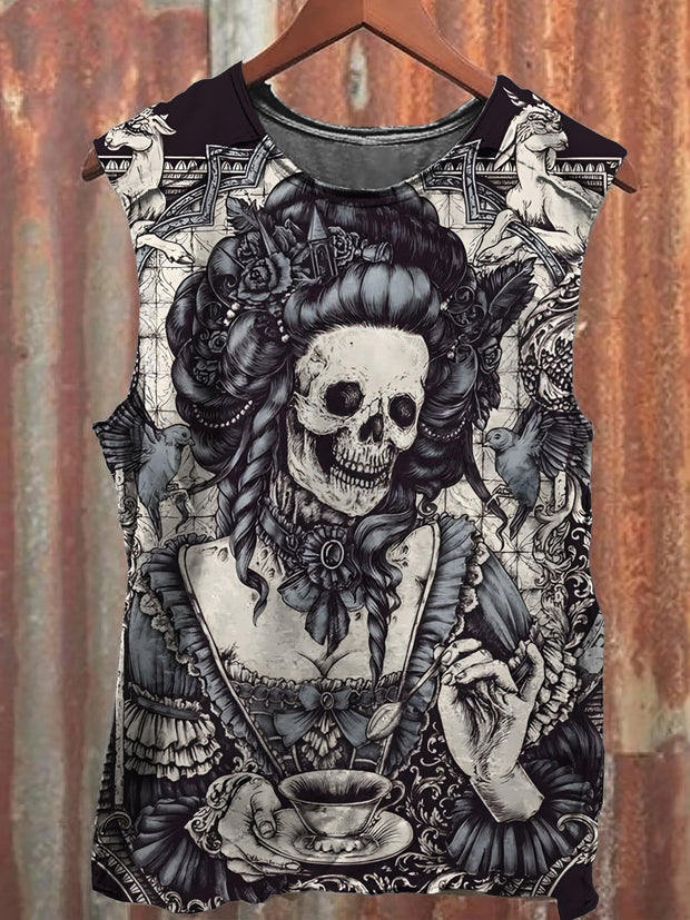 Women's Skull Graphic Short Sleeve Tank Top