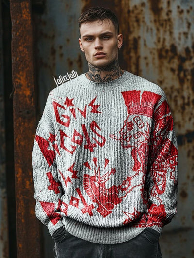 Punk Print Unisex Knit Pullover Sweater