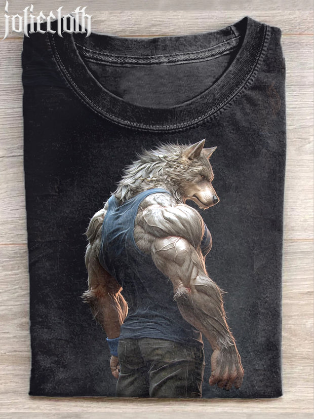 Unisex Wolf Warrior Art Illustration Printed Casual Cotton Tank Top