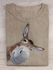 Unisex Funny Donkey Art Illustration Print Casual T-Shirt