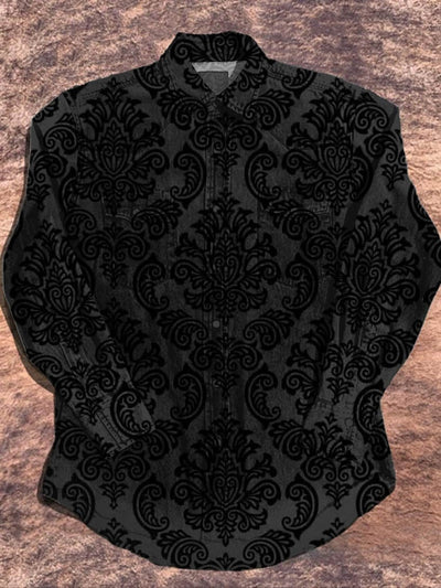 Men's Retro Dark Skull Long Sleeve Shirt