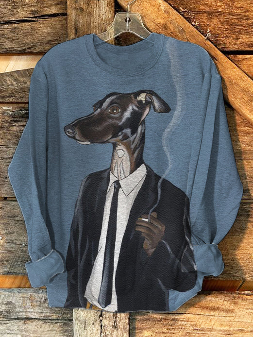 Smoking Dog Funny Print Unisex Casual Sweatshirt