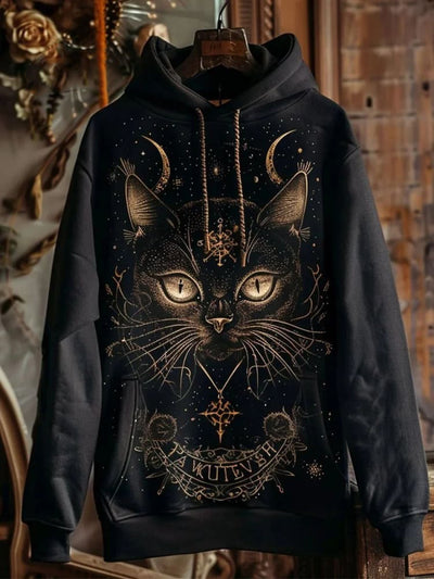 Halloween Black Cat Print Unisex Hoodie Sweatshirt