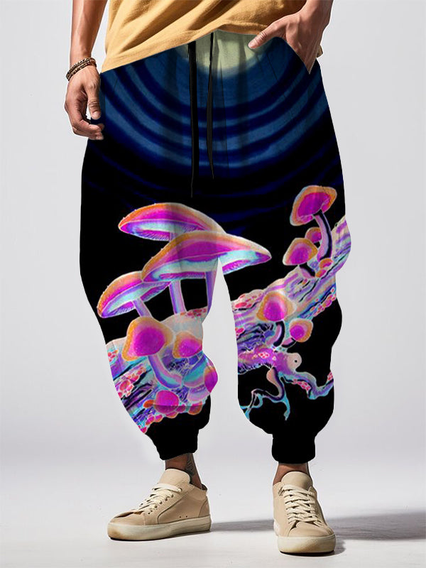 Men's Psychedelic Mushrooms Art Print Loose Drawstring Waist Sweatpants