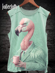 Unisex Mr. Flamingo Funny Animal Art Illustration Print Casual Tank Top