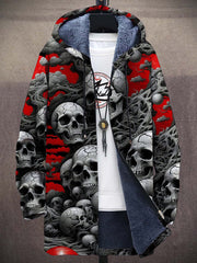 Multicolor Skull Art Unisex Plush Thick Long-Sleeved Sweater Cardigan Coat