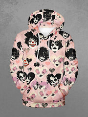 Men's Distressed Heart Clown Print Pullover Long Sleeves Hoodie