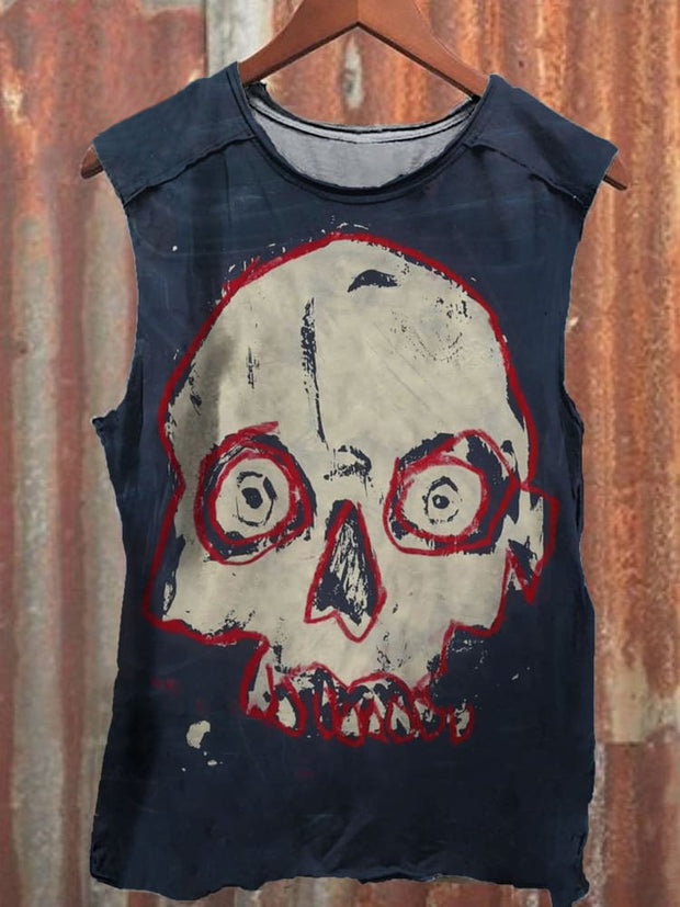 Unisex Graffiti Skull Print Art Illustration Tank Top