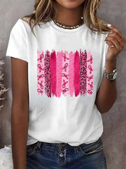 Women's Breast Cancer Awareness Print Casual T-Shirt