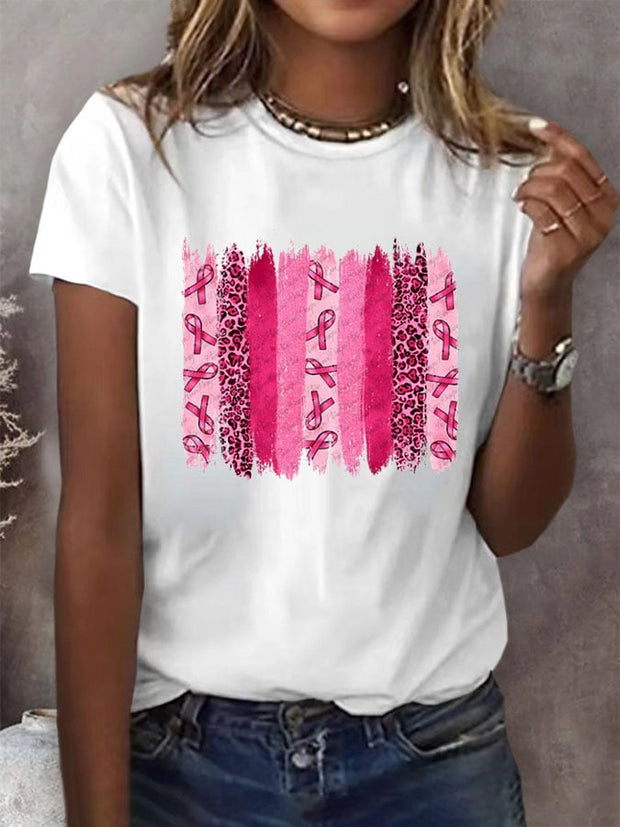 Women's Breast Cancer Awareness Print Casual T-Shirt