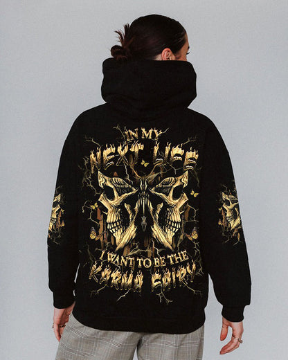 Unisex Fsiry Skull Butterfly Illustration Print Hoodie