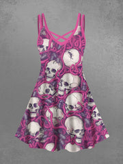 Women's Skulls Worms Print Crisscross Cami Dress