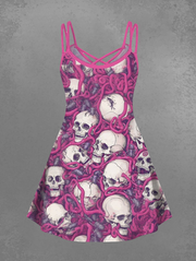 Women's Skulls Worms Print Crisscross Cami Dress