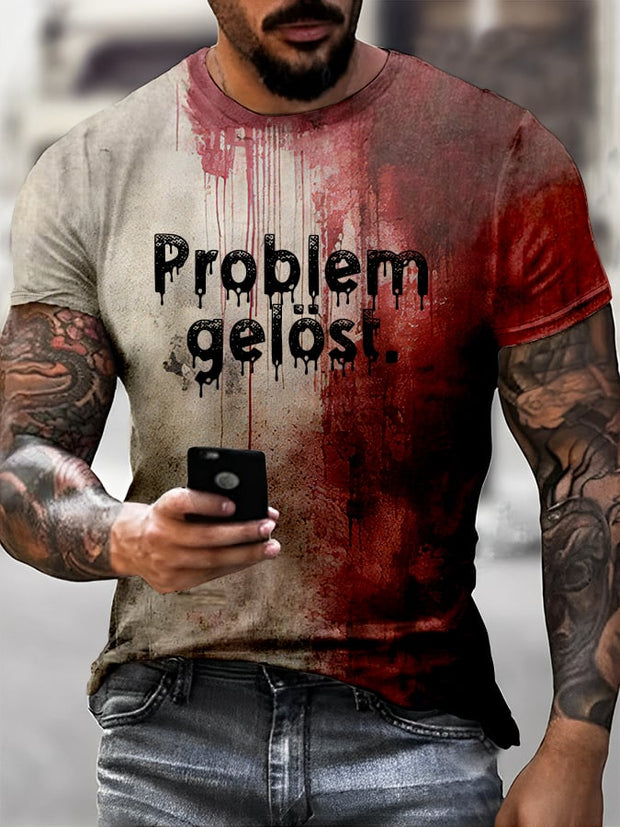 Men's Bloody Problem Solved Halloween Print T-Shirt