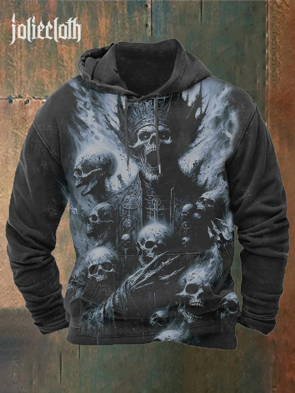 Man's Outdoor Vintage Skull Print Hoodie