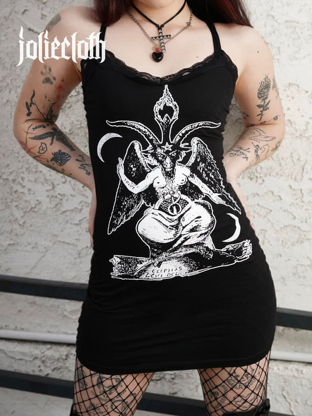 Women's Baphomet Lace Strap Dress