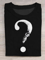 Unisex Skeleton Question Mark Print T-Shirt