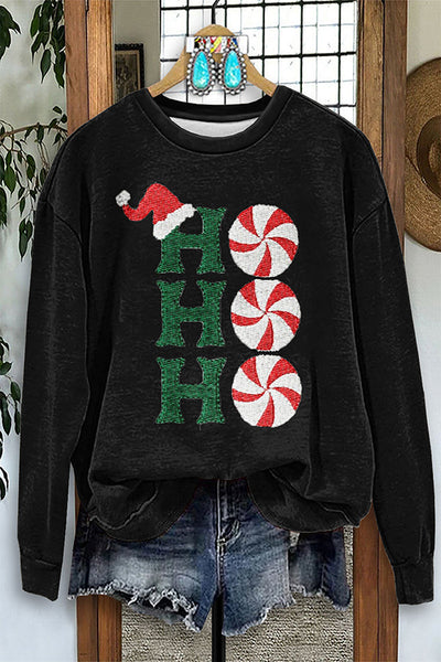 Casual Christmas Embroidery Printed Sweatshirt