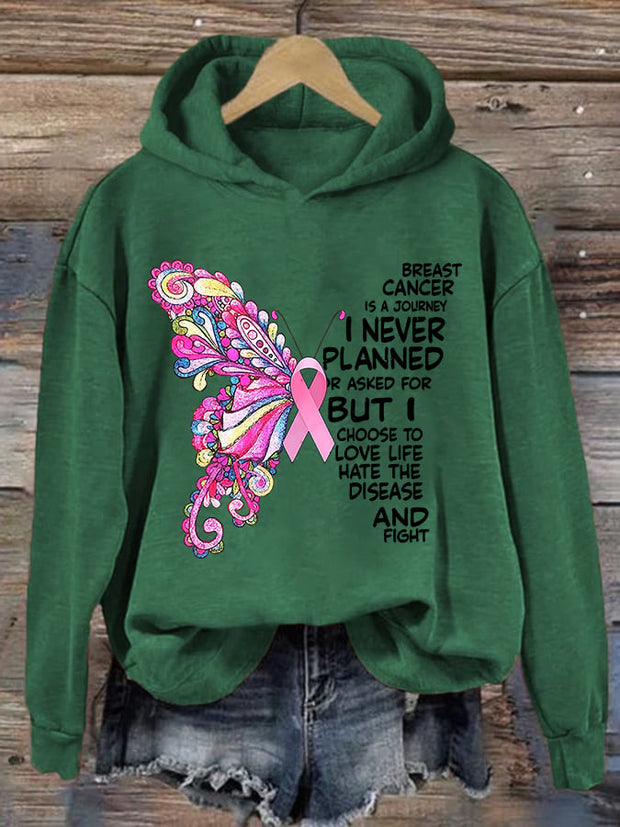 Women's Breast Cancer Print Hoodie