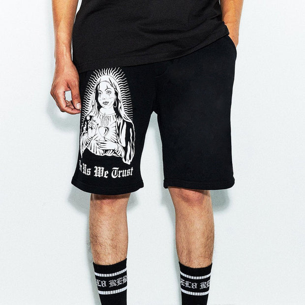 Men's Nun Printed Elastic-waistband Sports Shorts