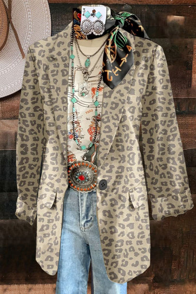 Vintage Contrast Leopard Print Jacket