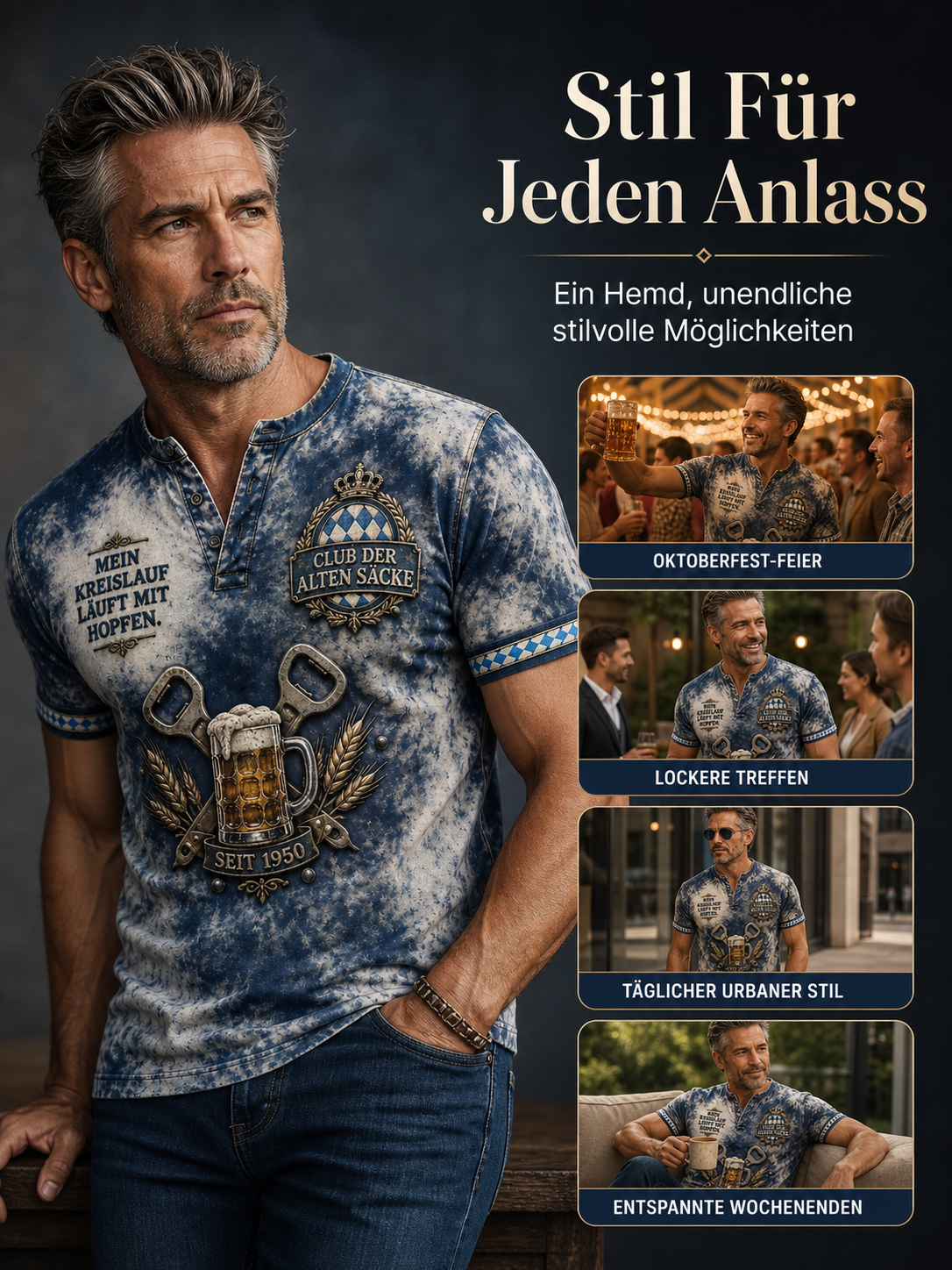 Herren-Oktoberfest-München-Lustiges T-Shirt mit Bierliebhaber-Slogan