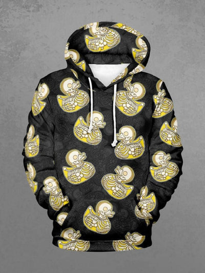 Men's Skeleton Duck Print Pullover Long Sleeves Hoodie