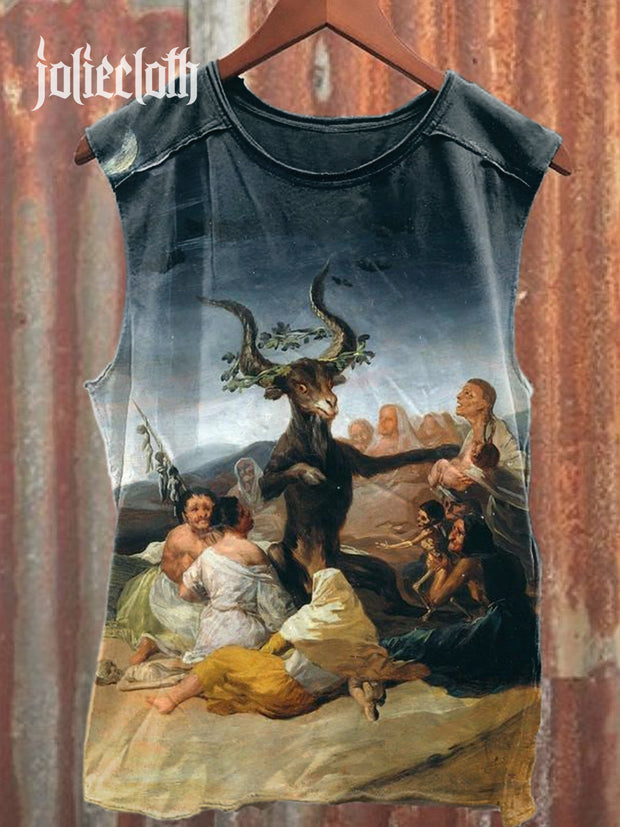 Unisex Witches' Sabbath Art Illustration Print Casual Round Neck T-Shirt