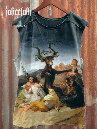 Unisex Witches' Sabbath Art Illustration Printed Casual Tank Top