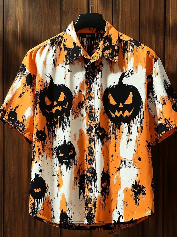 Men's Halloween Pumpkin Casual Printed Shirt