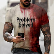 Men's Bloody Problem Solved Halloween Print T-Shirt