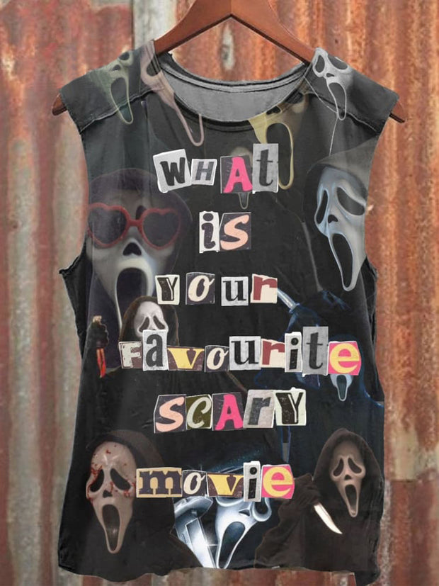 Unisex Horror What Is Your Favourite Scream Movie Print Casual Tank Top