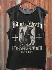 Unisex Black Death Print Casual Tank Top