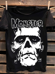 Unisex Monster Skull Cotton Blend Tank Top