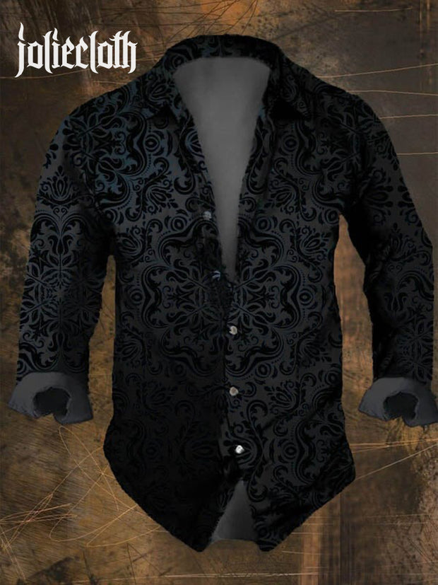 Dark Retro Skull Print Long Sleeve Shirt