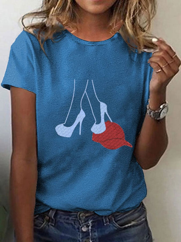 Women's Anti-Red Hat Printed T-Shirt